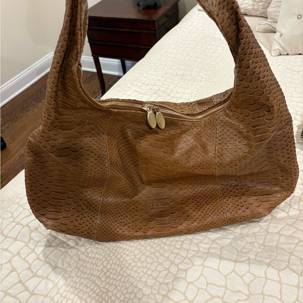 Furla Brown Textured Women's Bag
